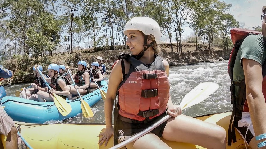 Young women Whitewater Rafting the, Balsa River in Costa Rica